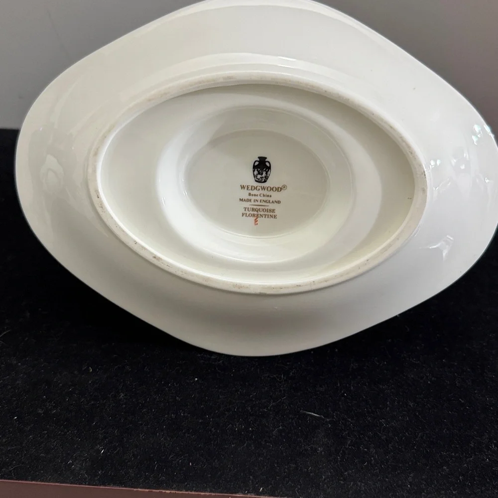 Wedgwood Turquoise Florentine Bone China Gravy Bowl. One piece
